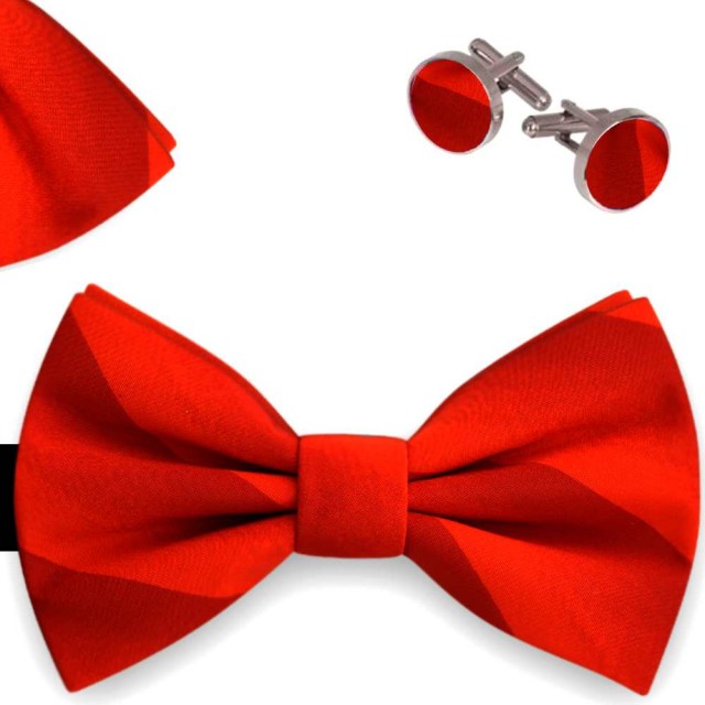 Set papion barbati, batista, butoni, rosu coral, degrade
